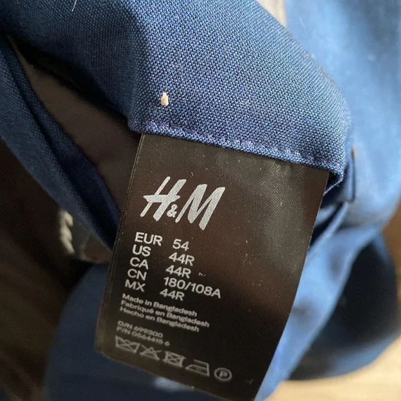 H&M super skinny fit blazer suit jacket blue black 44R - Picture 5 of 5